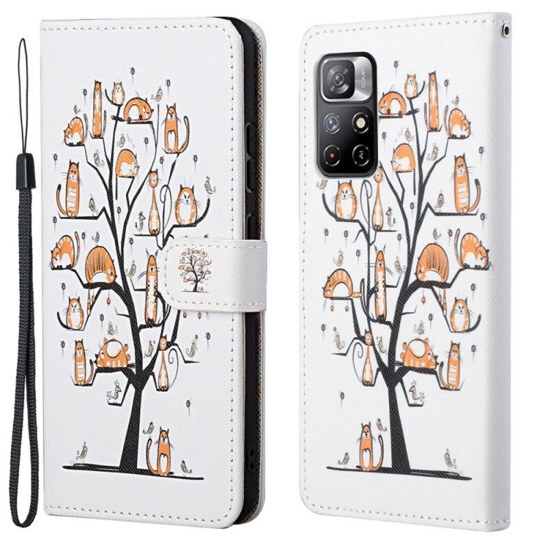 Lederhüllen Xiaomi Redmi Note 11 / Poco M4 Pro 5g Funky Cats Riemchen