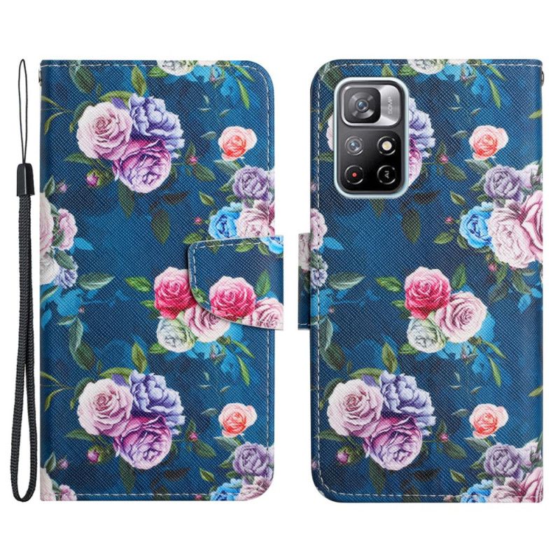 Lederhüllen Xiaomi Redmi Note 11 / Poco M4 Pro 5g Handyhülle Königliche Freiheitsblumen