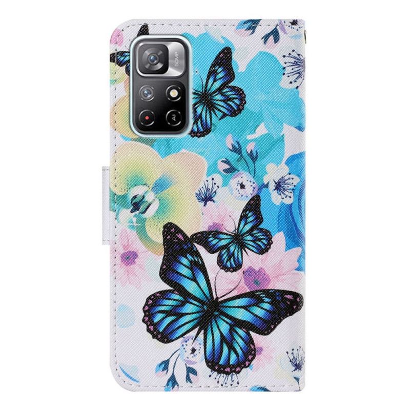 Lederhüllen Xiaomi Redmi Note 11 / Poco M4 Pro 5g Handyhülle Schmetterlinge Und Sommerblumen