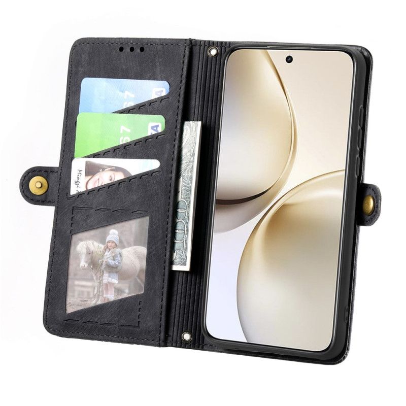 Lederhüllen Realme 14 Pro 5g Geldbörse Mit Reißverschluss Und Geometrischem Design