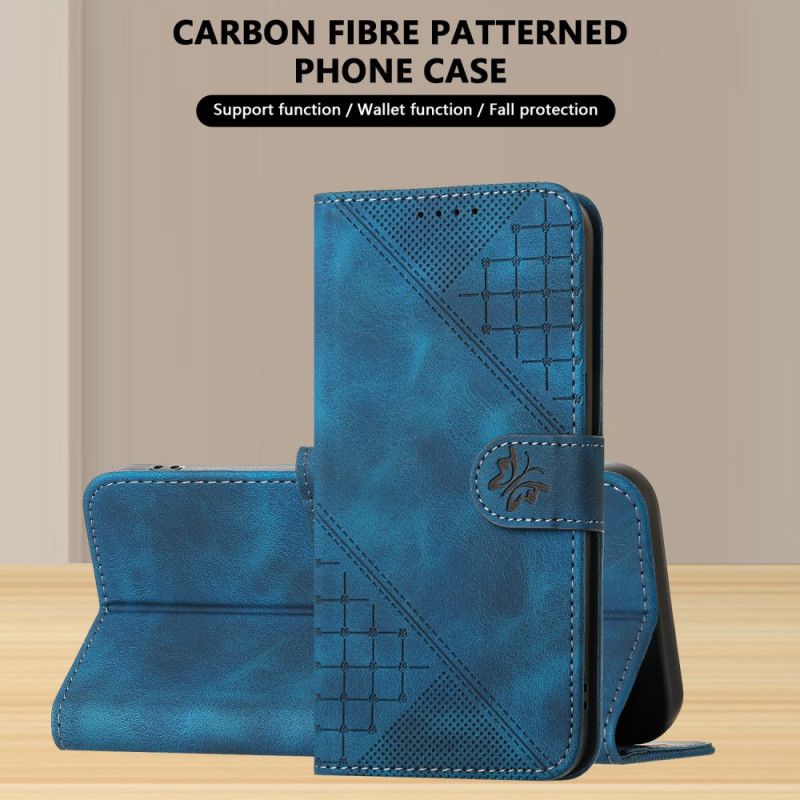 Lederhüllen Realme 14 Pro 5g Handyhülle Geometrische Schmetterlinge Mit Riemen