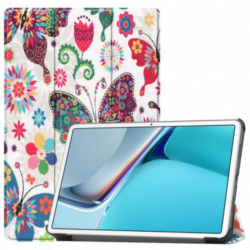 Smart Case Huawei Matepad 11 (2021) Retro Schmetterlinge Und Blumen