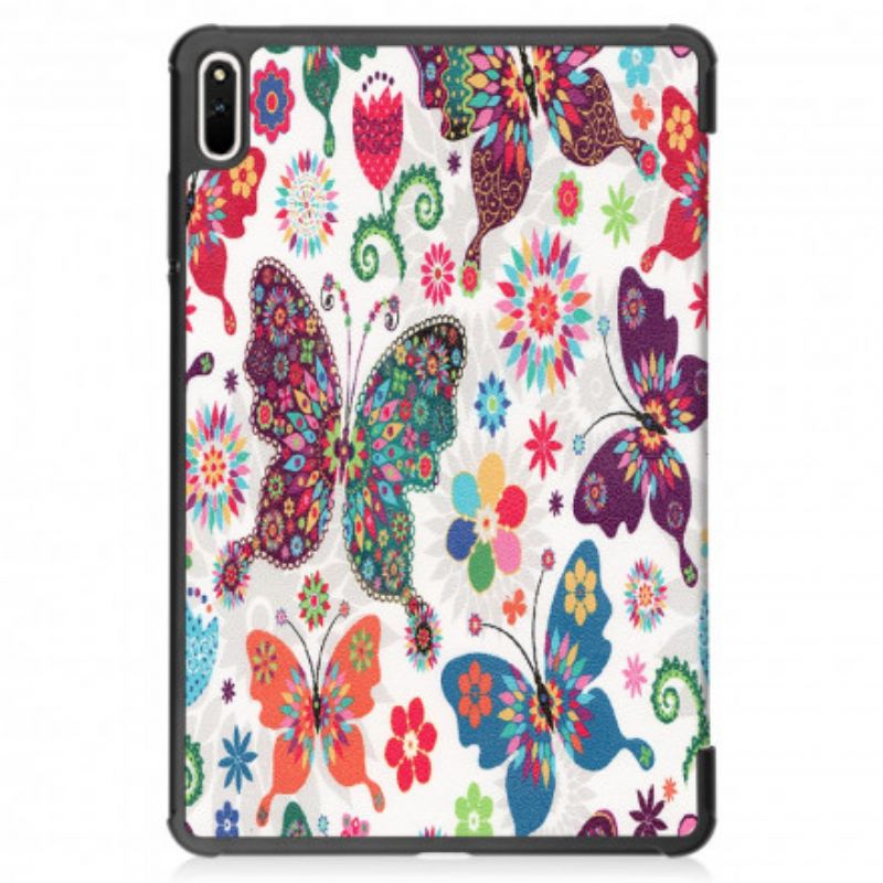 Smart Case Huawei Matepad 11 (2021) Retro Schmetterlinge Und Blumen