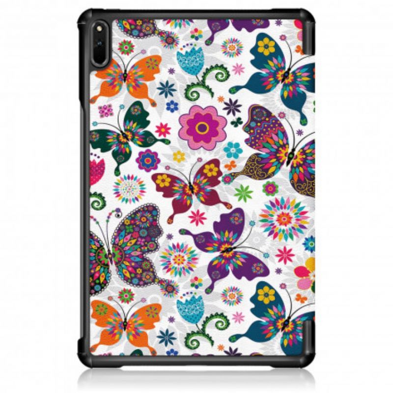 Smart Case Huawei Matepad 11 (2021) Verstärkte Retro-schmetterlinge Und Blumen