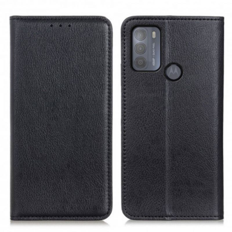 Flip Case Moto G50 Elegance Spaltleder Litschi