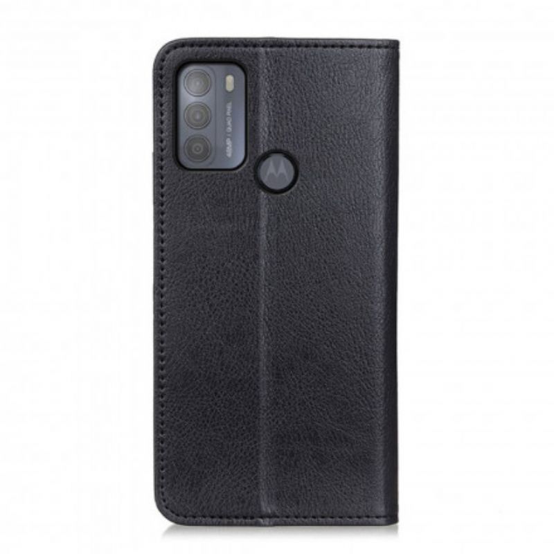 Flip Case Moto G50 Elegance Spaltleder Litschi