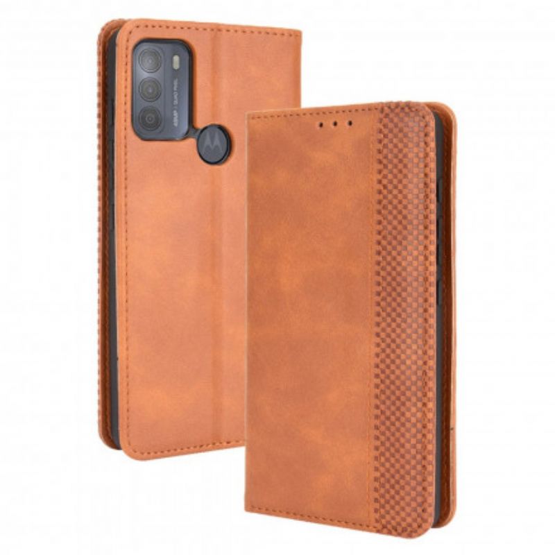 Flip Case Moto G50 Stilisierter Vintage-ledereffekt