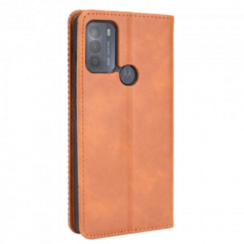 Flip Case Moto G50 Stilisierter Vintage-ledereffekt