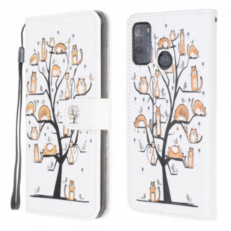 Lederhüllen Moto G50 Funky Cats Riemchen