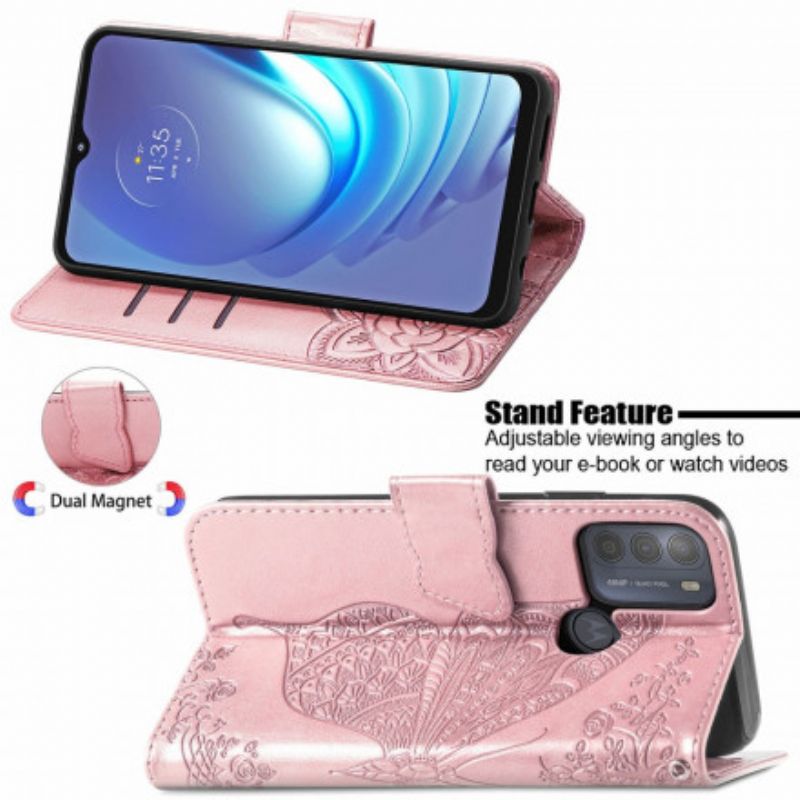 Lederhüllen Moto G50 Halber Schmetterling