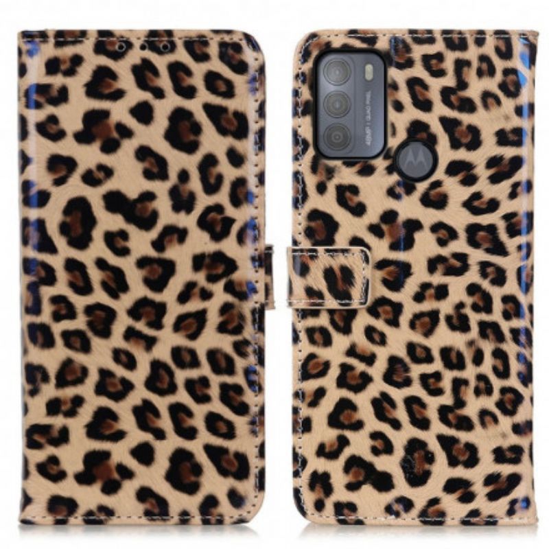 Lederhüllen Moto G50 Handyhülle Leopard