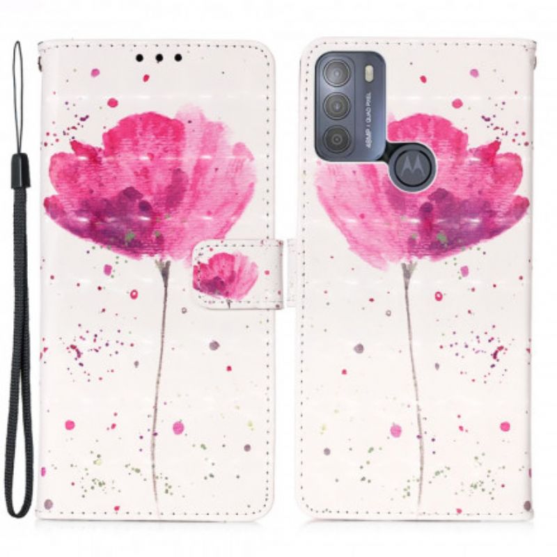 Lederhüllen Moto G50 Handyhülle Mohn Aquarell