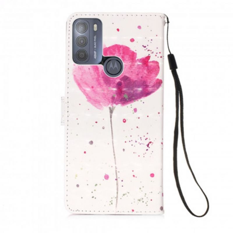 Lederhüllen Moto G50 Handyhülle Mohn Aquarell