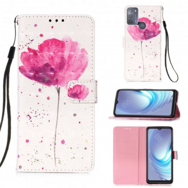 Lederhüllen Moto G50 Handyhülle Mohn Aquarell