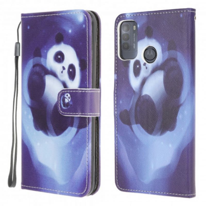 Lederhüllen Moto G50 Panda Space Riemchen