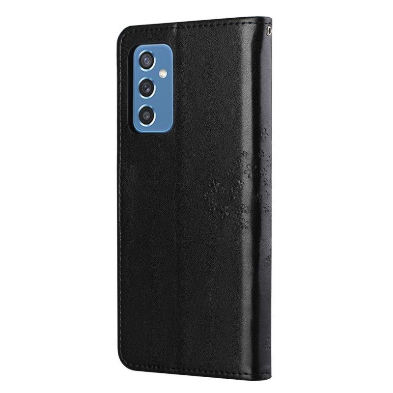 Flip Case Für Samsung Galaxy M52 5G Mit Kordel Tangabaum Und Eulen