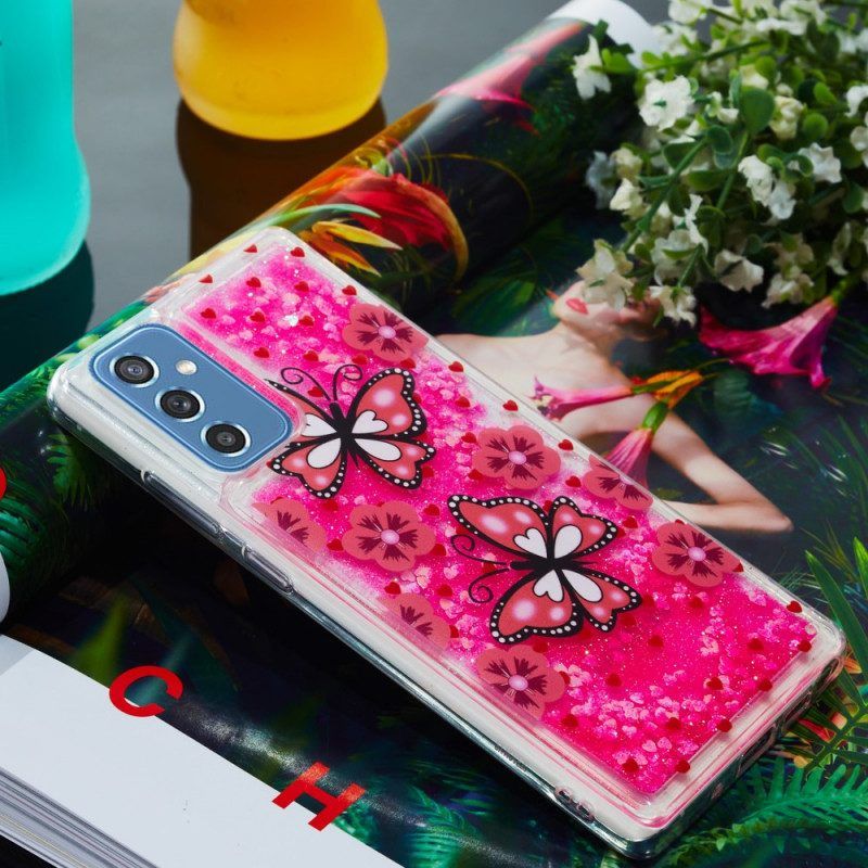 Hülle Für Samsung Galaxy M52 5G Rosa Schmetterlinge