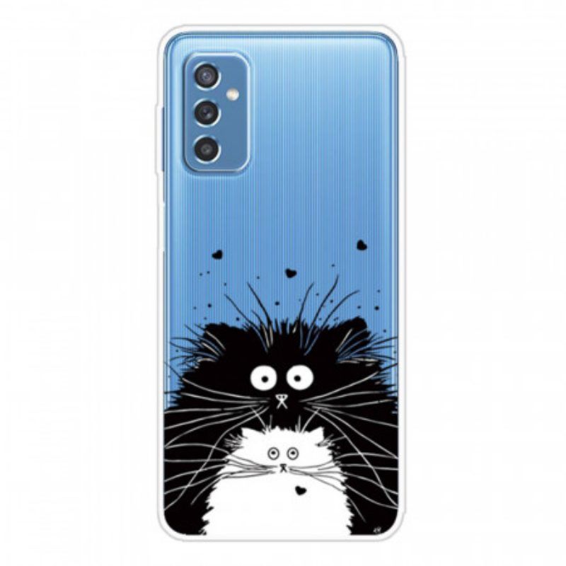 Hülle Für Samsung Galaxy M52 5G Schwarze Und Weiße Katzen