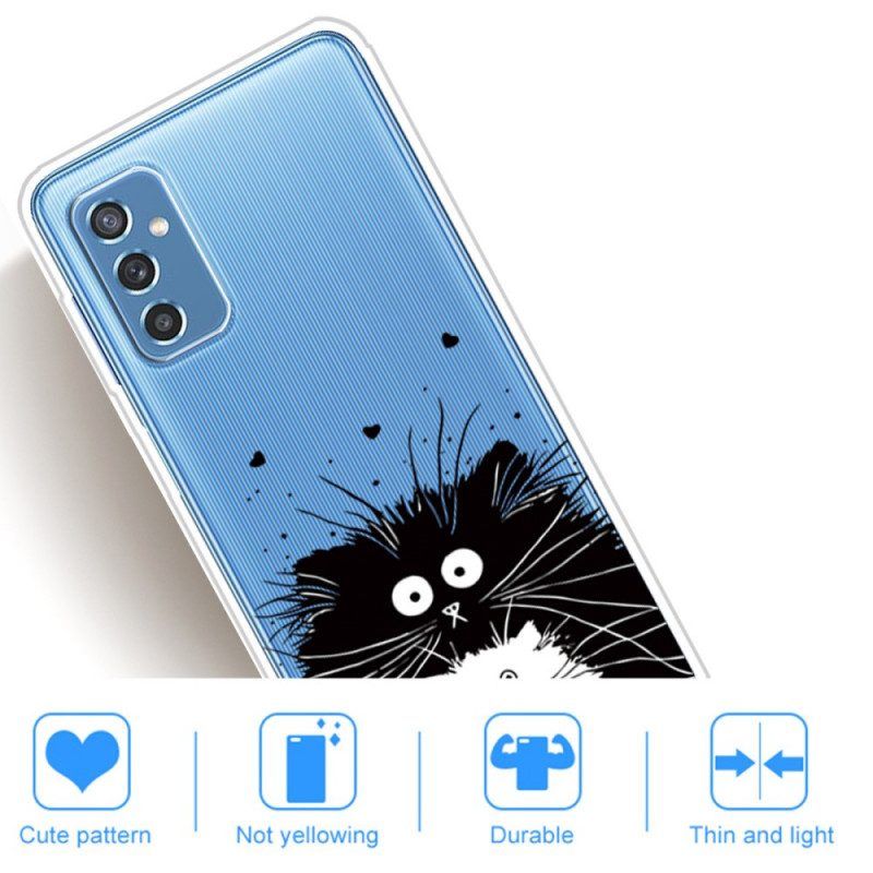 Hülle Für Samsung Galaxy M52 5G Schwarze Und Weiße Katzen