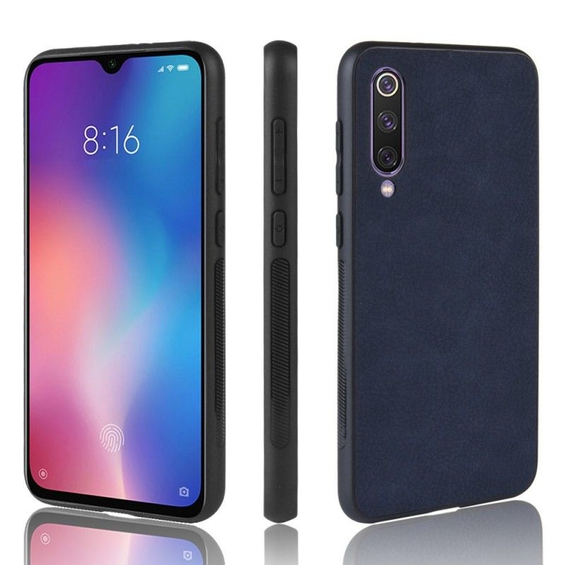 Hülle Xiaomi Mi 9 SE Dunkelblau Realistischer Ledereffekt