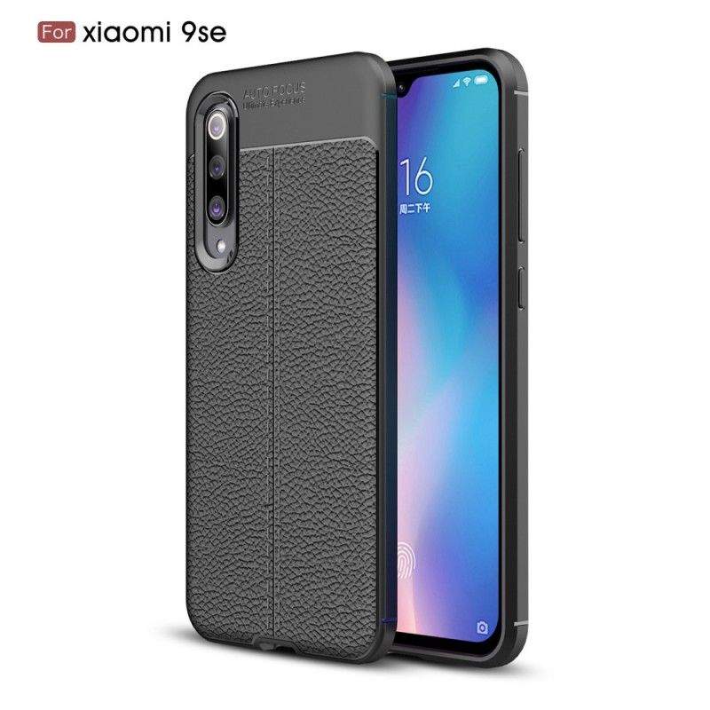 Hülle Xiaomi Mi 9 SE Schwarz Doppellinien-Litschileder-Effekt