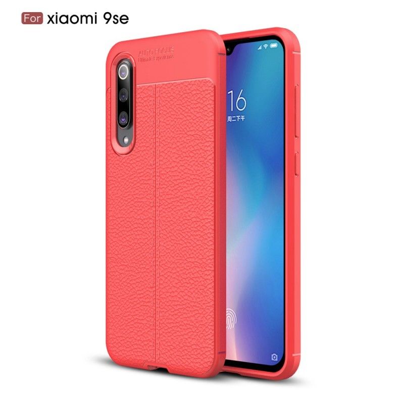 Hülle Xiaomi Mi 9 SE Schwarz Doppellinien-Litschileder-Effekt