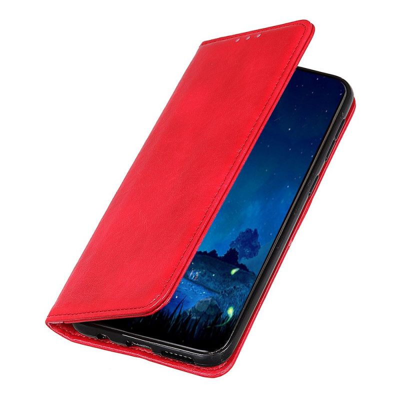 Flip Case Für Samsung Galaxy A32 5G Schwarz Geteilte Ledertextur