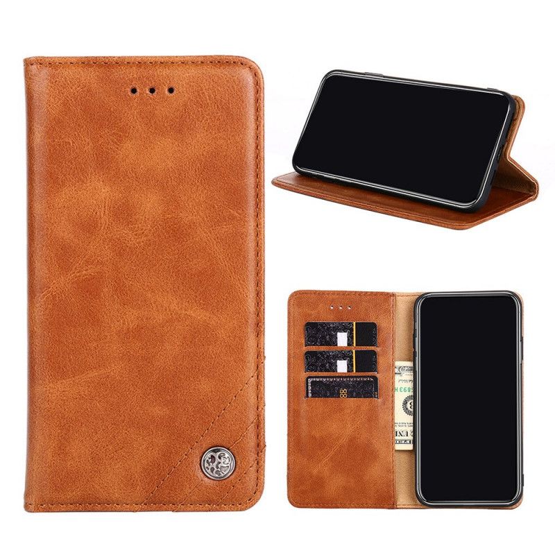Flip Case Für Samsung Galaxy A32 5G Schwarz Nietlederstil