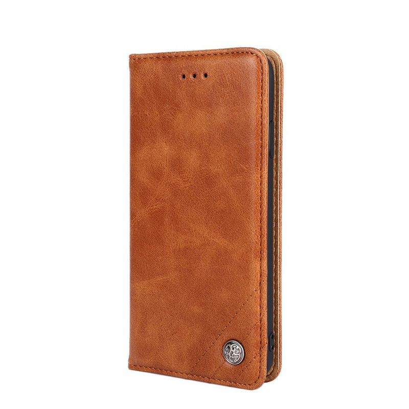Flip Case Für Samsung Galaxy A32 5G Schwarz Nietlederstil