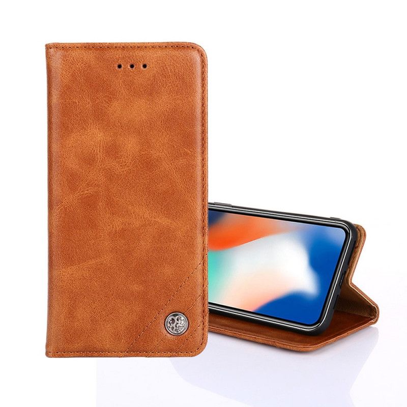 Flip Case Für Samsung Galaxy A32 5G Schwarz Nietlederstil