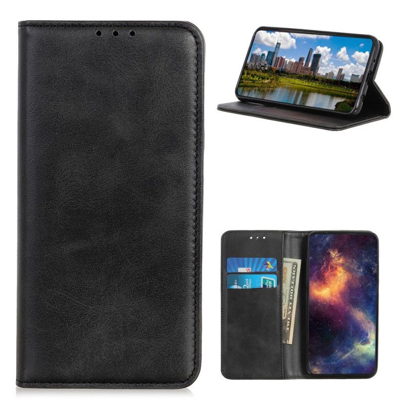Flip Case Samsung Galaxy A32 5G Schwarz Gespaltenes Leder