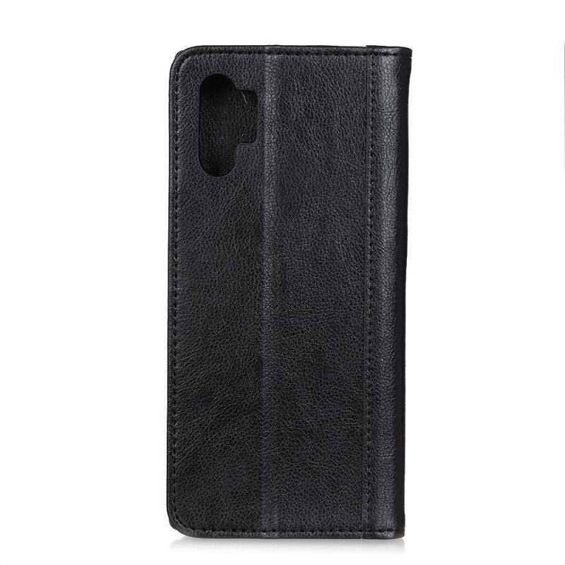 Flip Case Samsung Galaxy A32 5G Schwarz Handyhülle Business Lychee Spaltleder