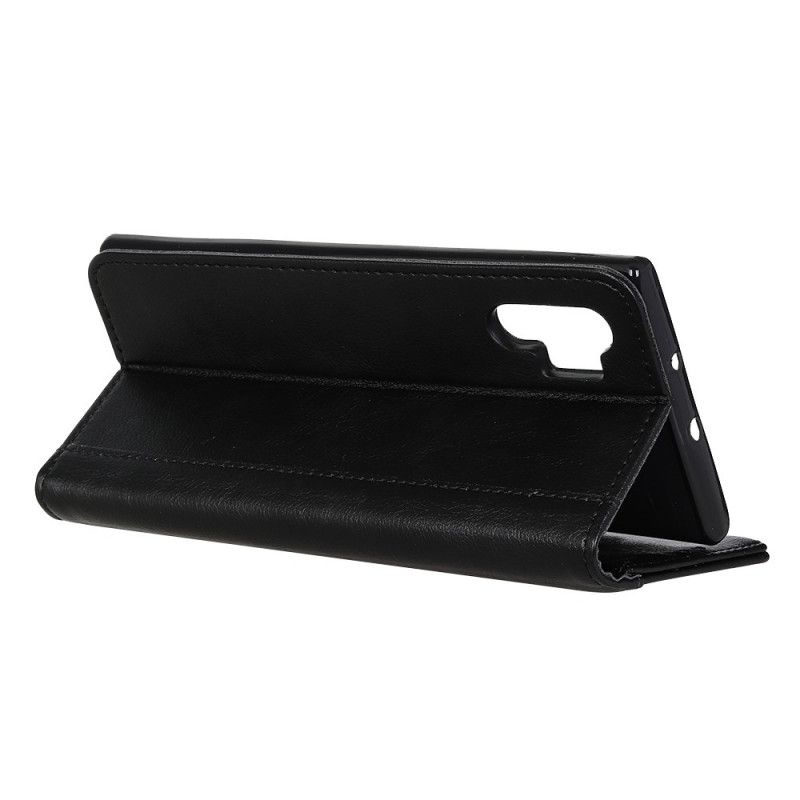 Flip Case Samsung Galaxy A32 5G Schwarz Handyhülle Business Lychee Spaltleder