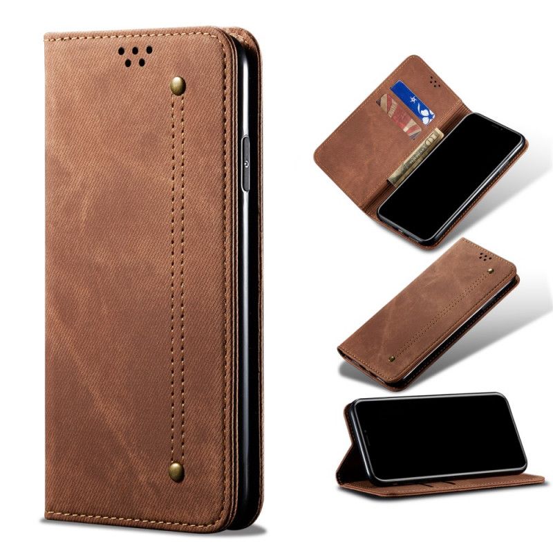 Flip Case Samsung Galaxy A32 5G Schwarz Handyhülle Jeansstoff