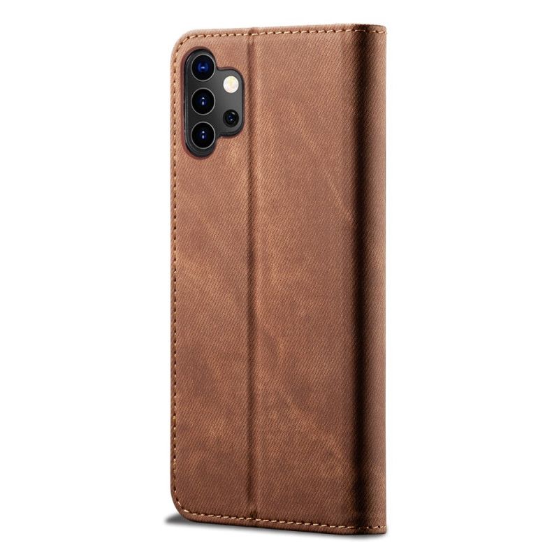Flip Case Samsung Galaxy A32 5G Schwarz Handyhülle Jeansstoff