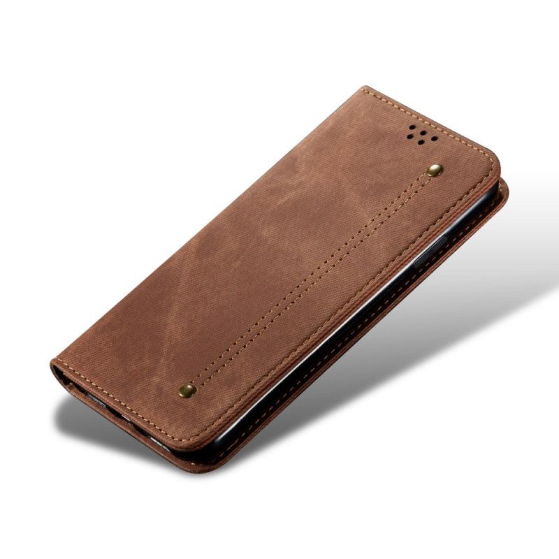 Flip Case Samsung Galaxy A32 5G Schwarz Handyhülle Jeansstoff