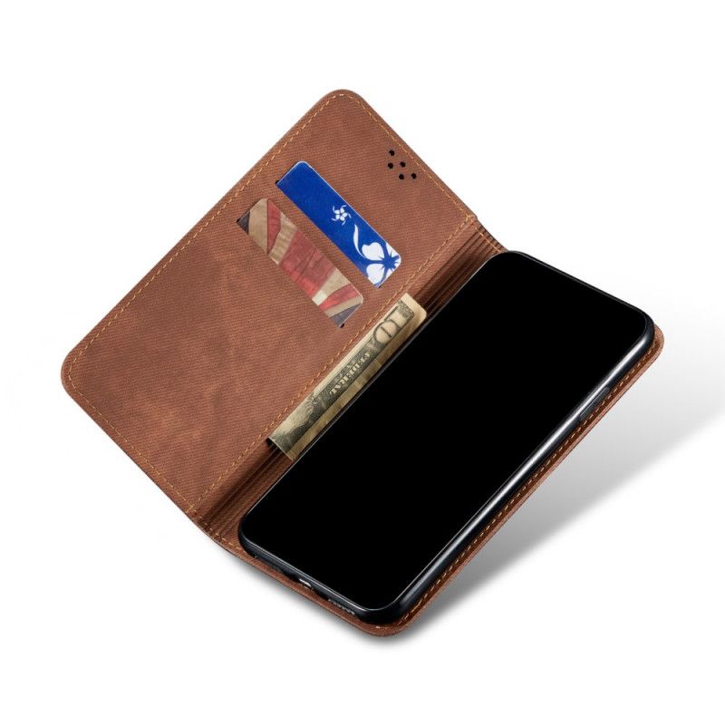 Flip Case Samsung Galaxy A32 5G Schwarz Handyhülle Jeansstoff