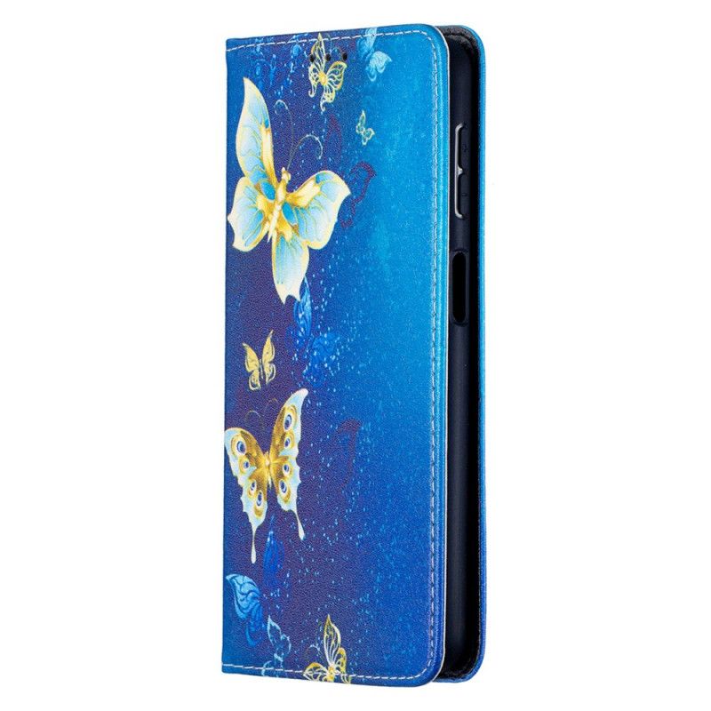 Flip Case Samsung Galaxy A32 5G Weiß Bunte Schmetterlinge
