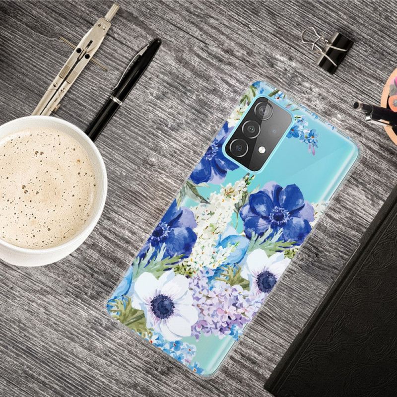 Hülle Für Samsung Galaxy A32 5G Aquarellblaue Blüten