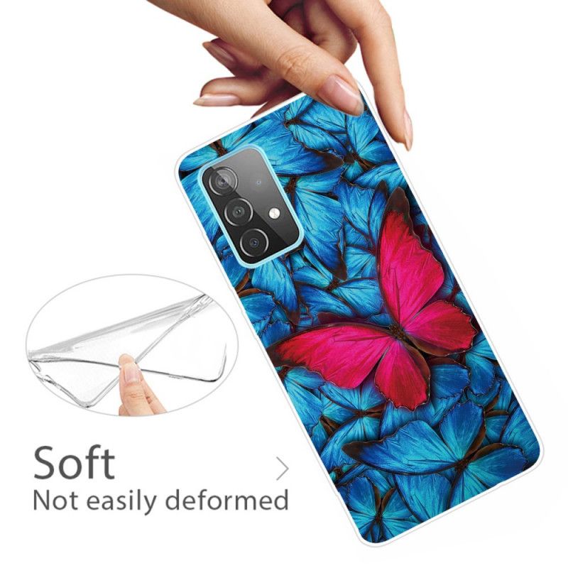 Hülle Für Samsung Galaxy A32 5G Schwarz Flexible Schmetterlinge