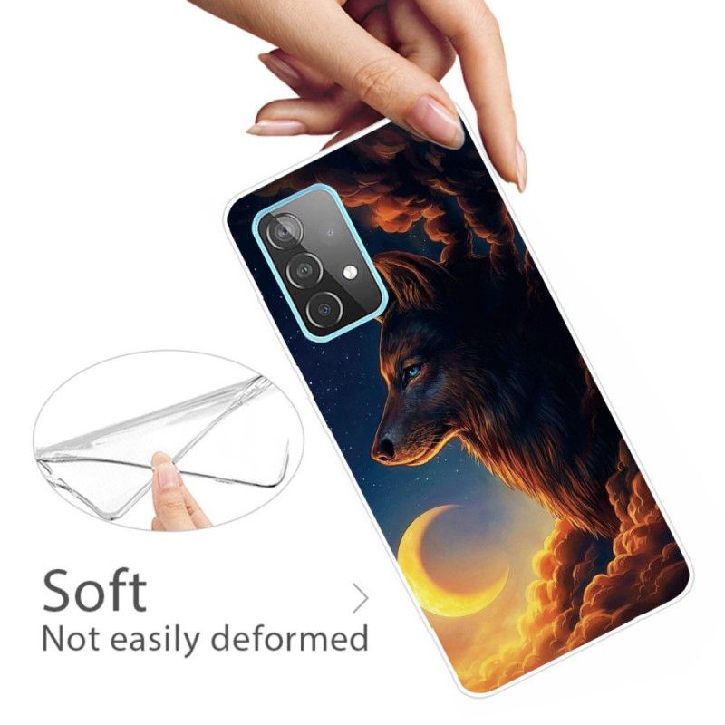 Hülle Für Samsung Galaxy A32 5G Schwarz Flexibler Wolf