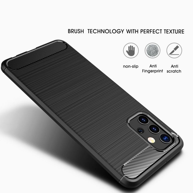 Hülle Für Samsung Galaxy A32 5G Schwarz Gebürstete Kohlefaser