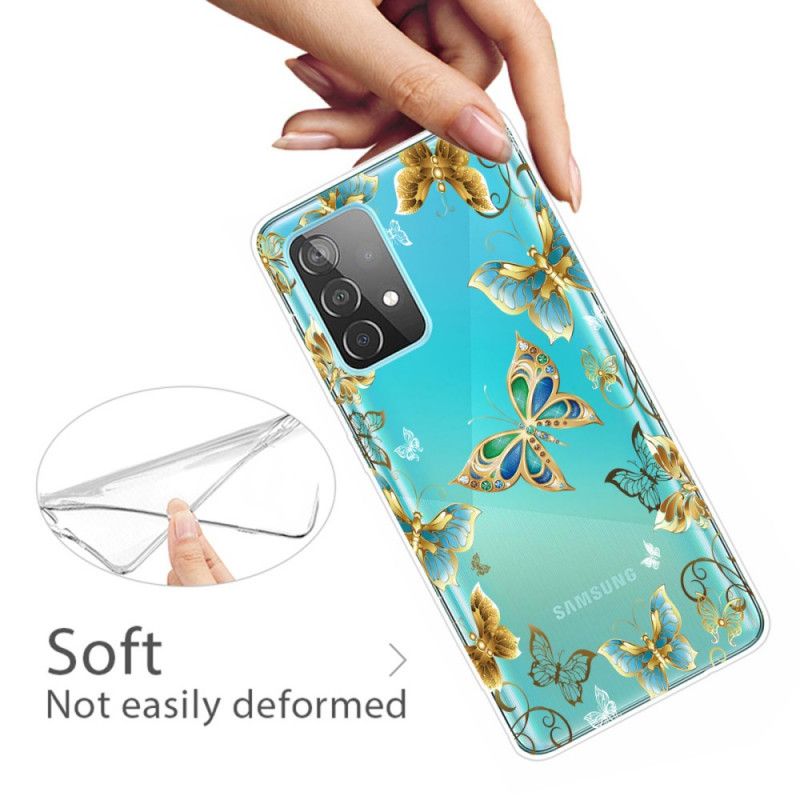 Hülle Samsung Galaxy A32 5G Dunkelblau Design Schmetterlinge