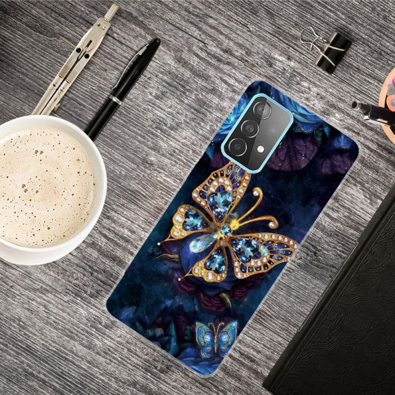 Hülle Samsung Galaxy A32 5G Dunkelblau Luxusschmetterling