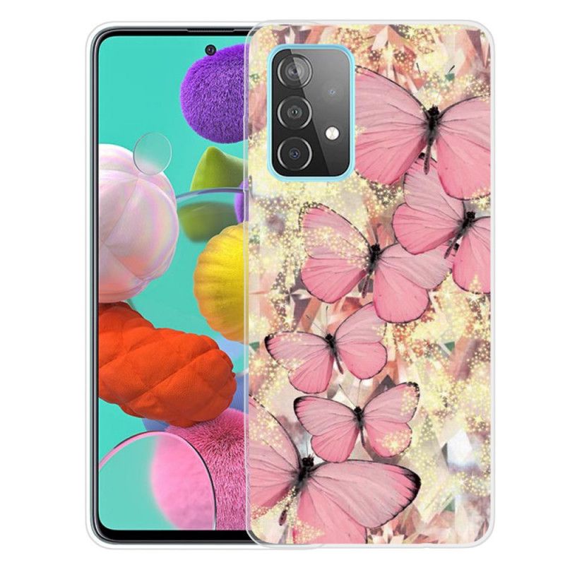 Hülle Samsung Galaxy A32 5G Pink Handyhülle Schmetterlinge