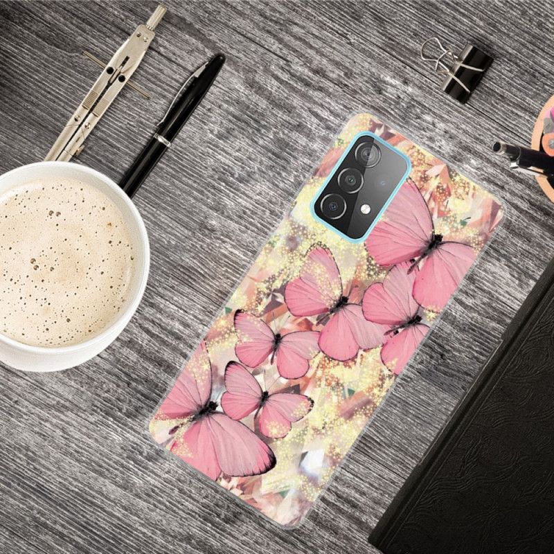 Hülle Samsung Galaxy A32 5G Pink Handyhülle Schmetterlinge