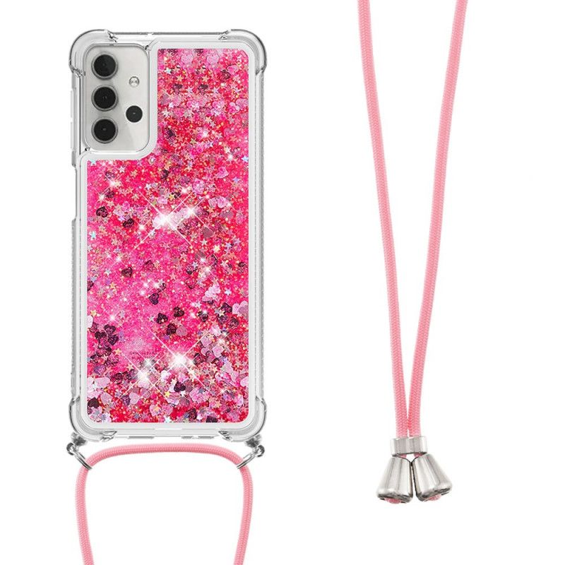 Hülle Samsung Galaxy A32 5G Pink Pailletten Mit Schnur