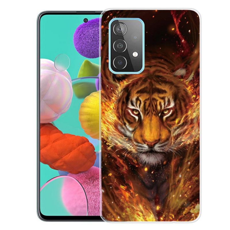 Hülle Samsung Galaxy A32 5G Schwarz Flexibler Tiger