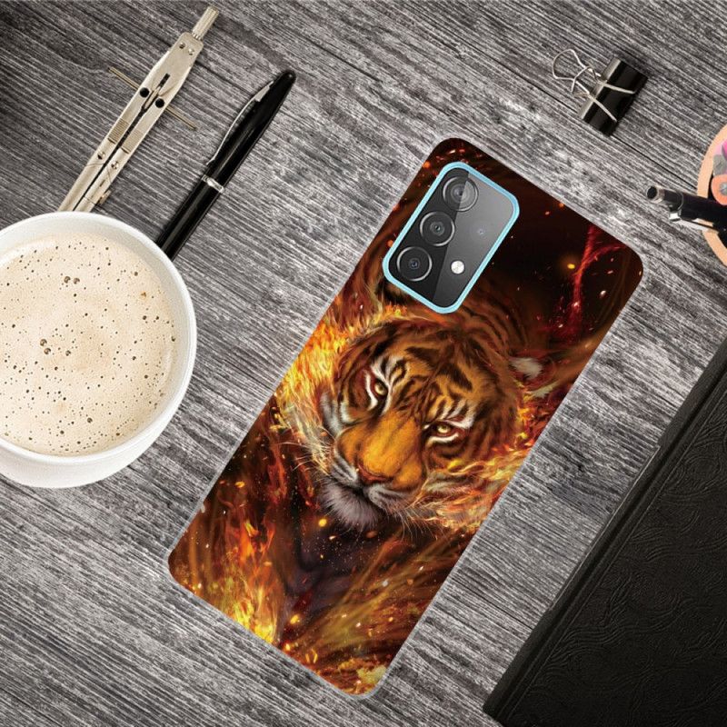 Hülle Samsung Galaxy A32 5G Schwarz Flexibler Tiger