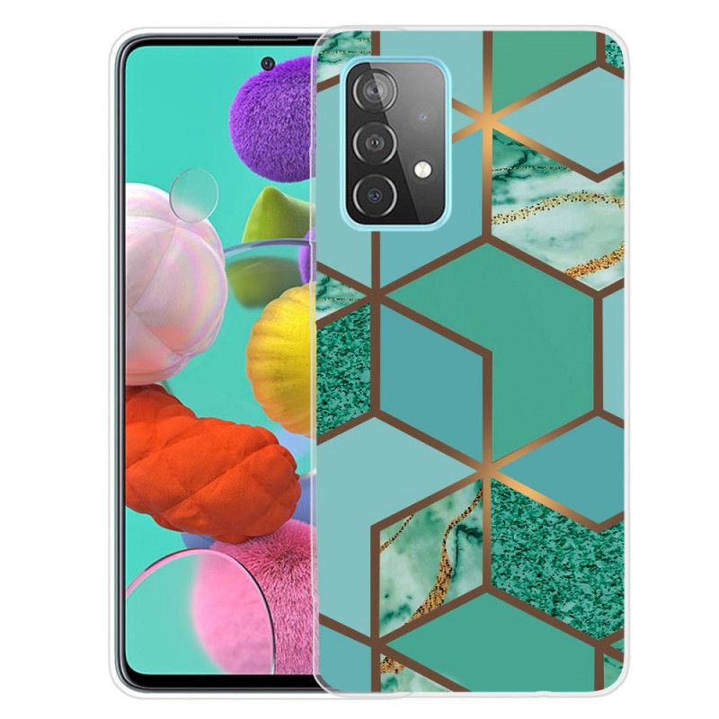 Hülle Samsung Galaxy A32 5G Schwarz Geometrischer Marmor